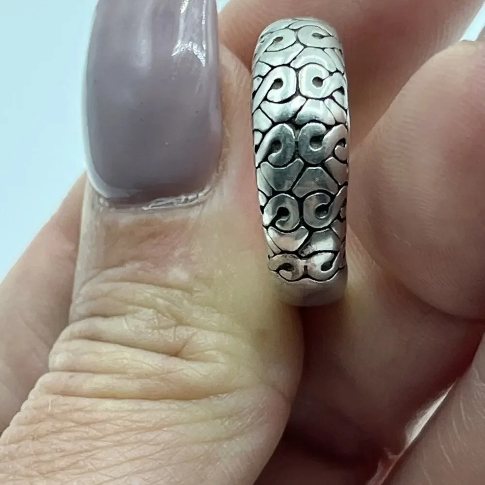 Korean hanbok Karakusa patterns Ornate Foliate Sterling Silver Ring 925 Sz 7.5